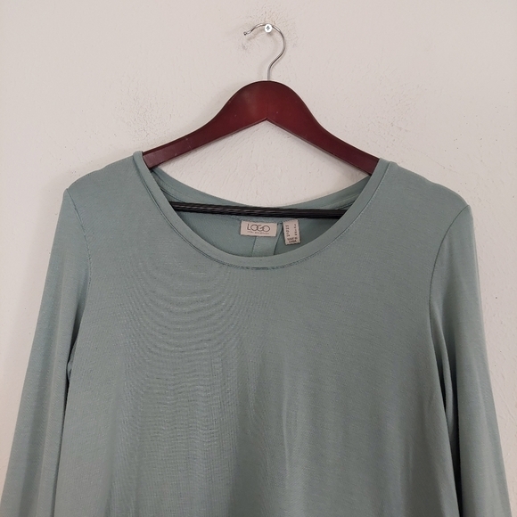 Logo by Lori Goldstein Long Sleeve Tunic Size S Scoop Neck Lace Trim Split Back. - Picture 5 of 9